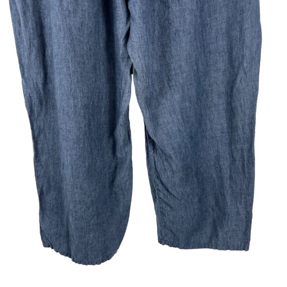 FLAX Englehart 100% Linen Straight Leg Crop Pants in Blue Chambray Size 1G 18 20 - Picture 11 of 11